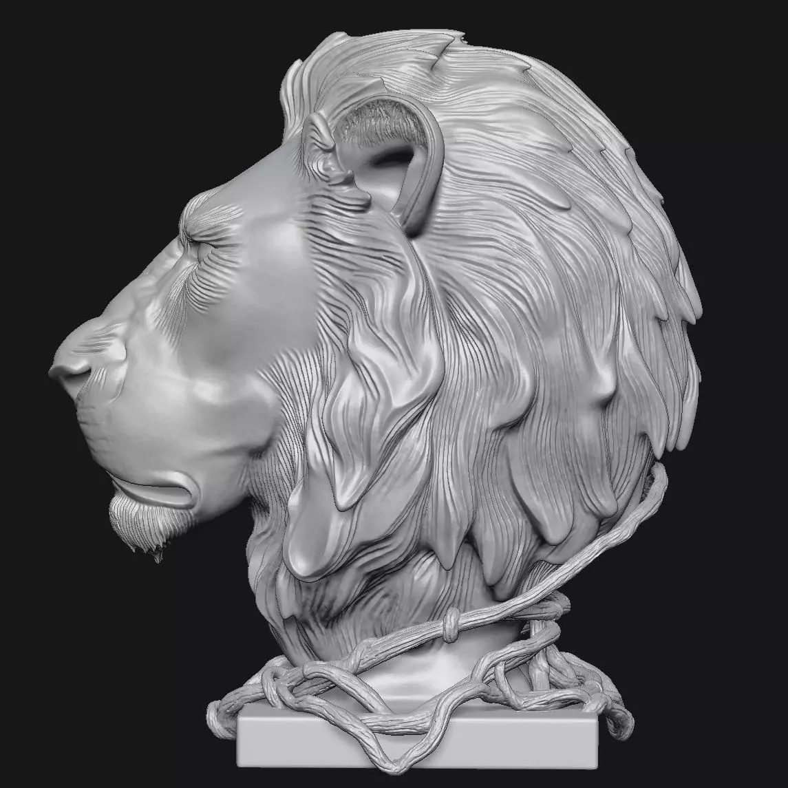 Lion head sculpture 3D print model_6