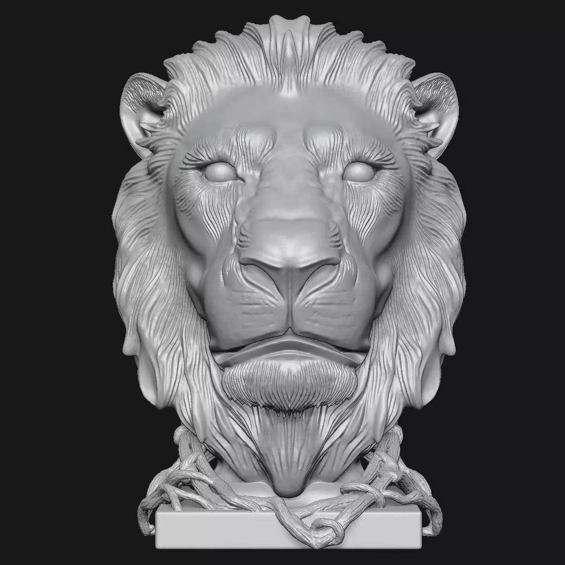 Lion head sculpture 3D print model_8