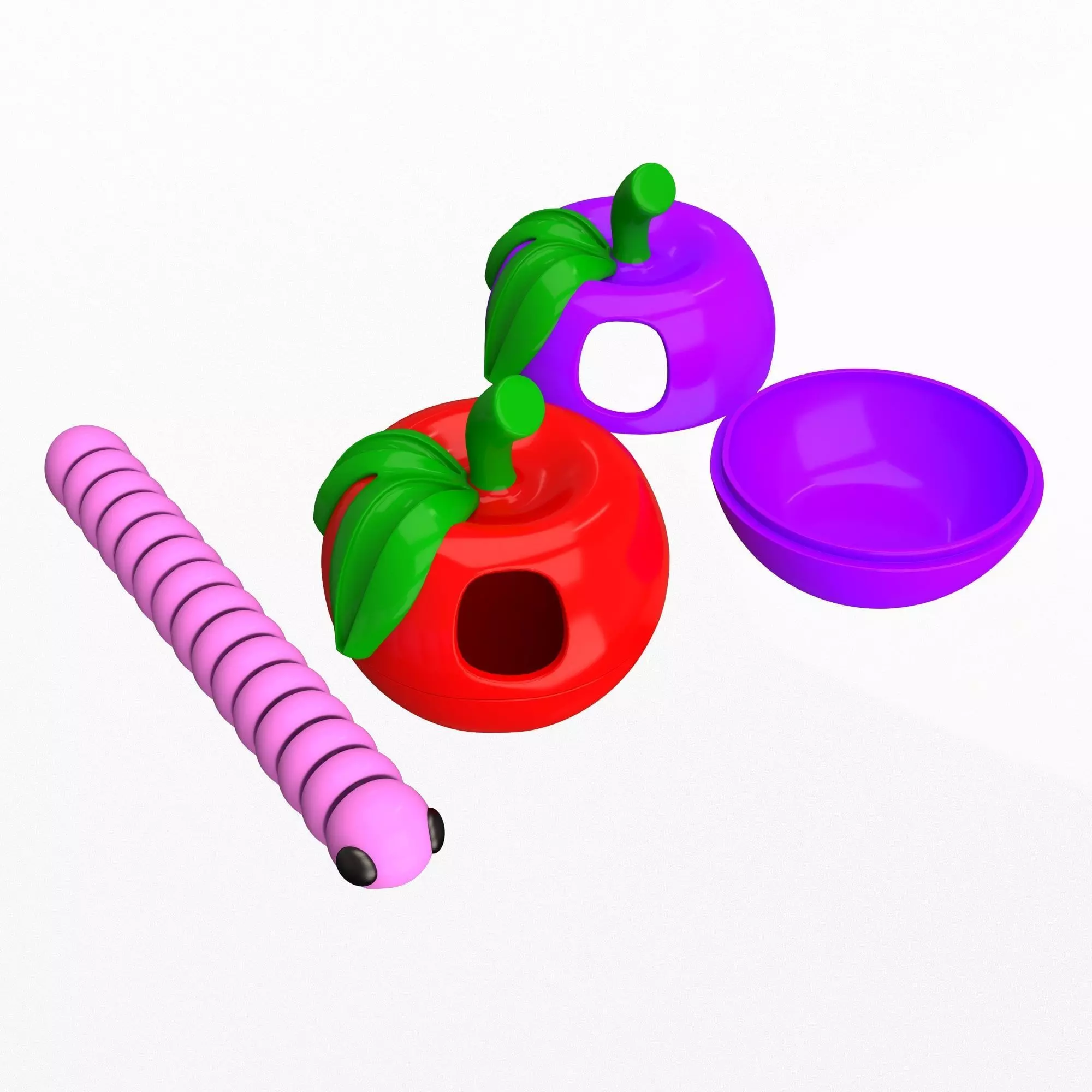 Apple Caterpillar Cute Flexi Articulated Skeleton Free 3D print model