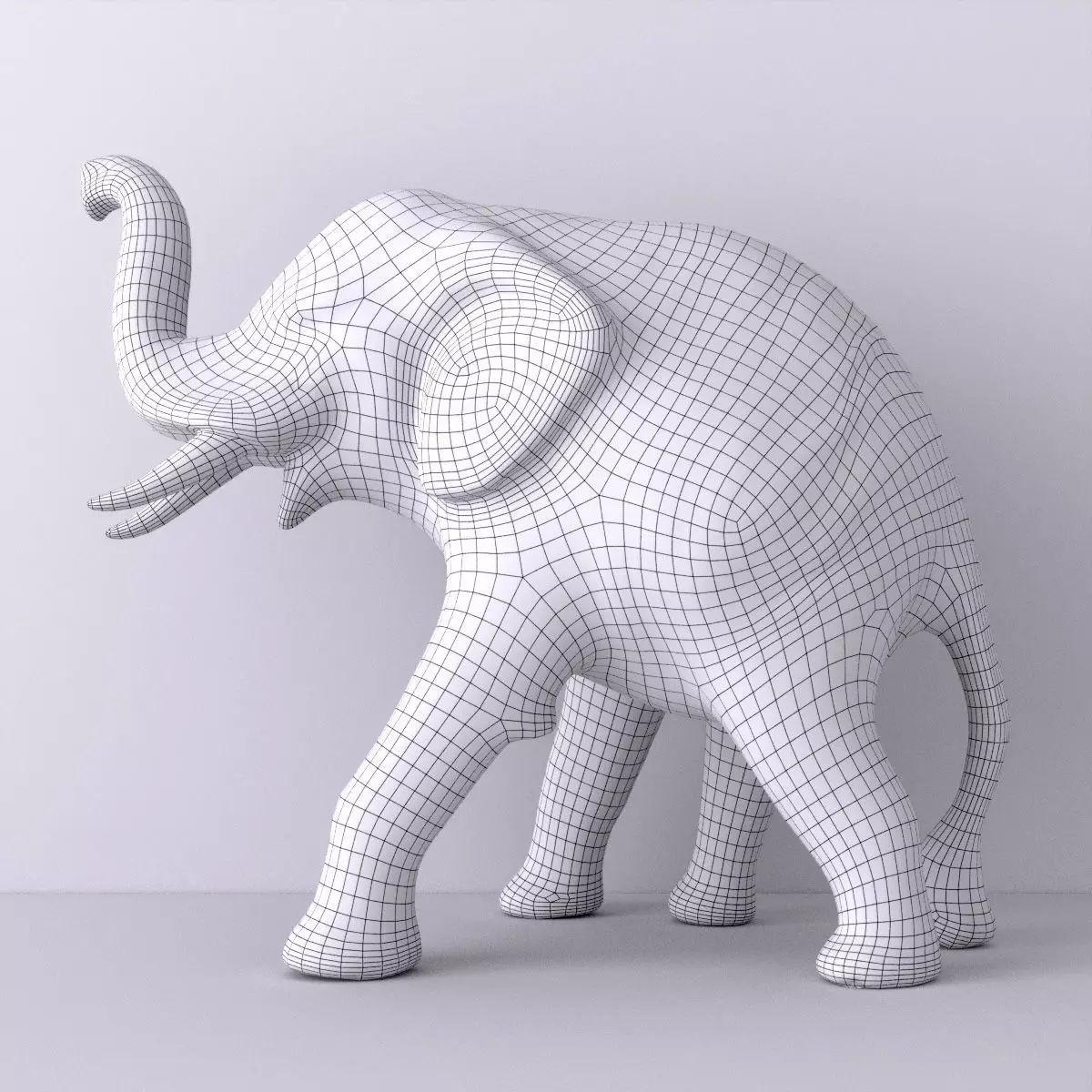 Antique Wooden Carved Elephant 3D model_1