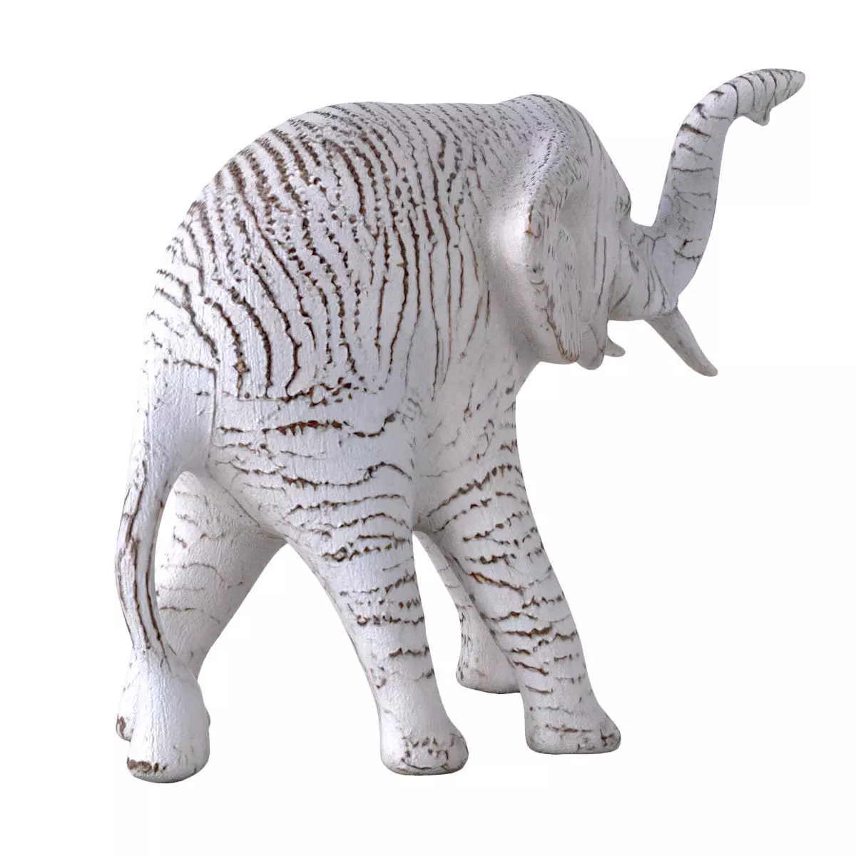 Antique Wooden Carved Elephant 3D model_5