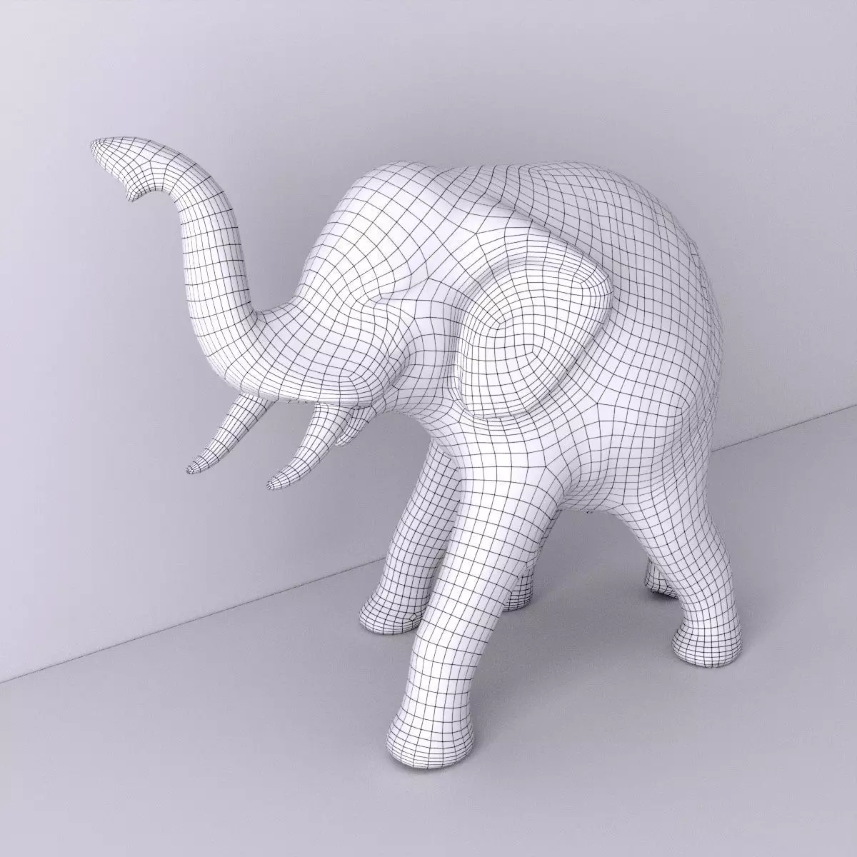 Antique Wooden Carved Elephant 3D model_3