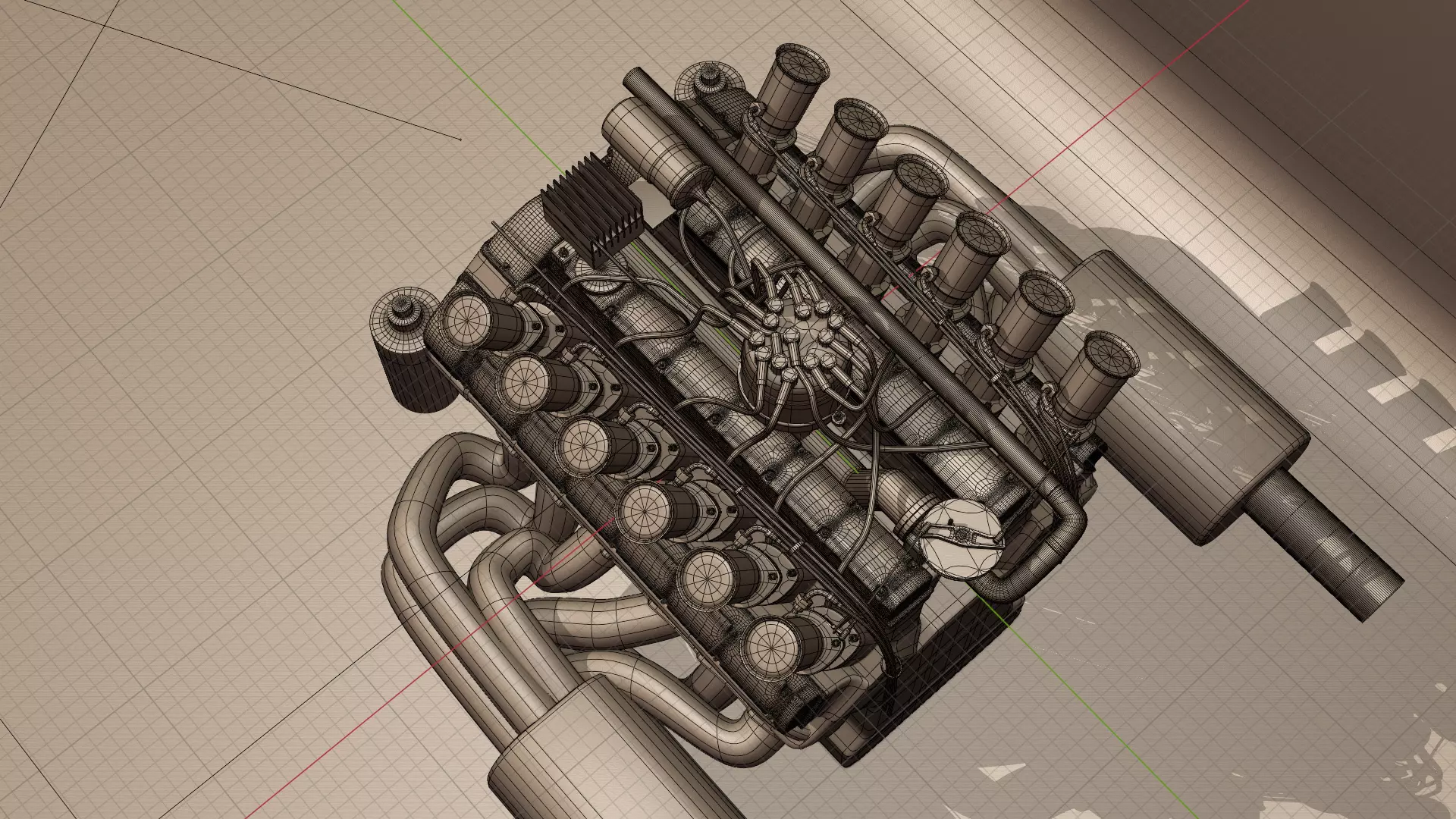 Jaguar XJ13 V12 Engine Low-poly 3D model_13