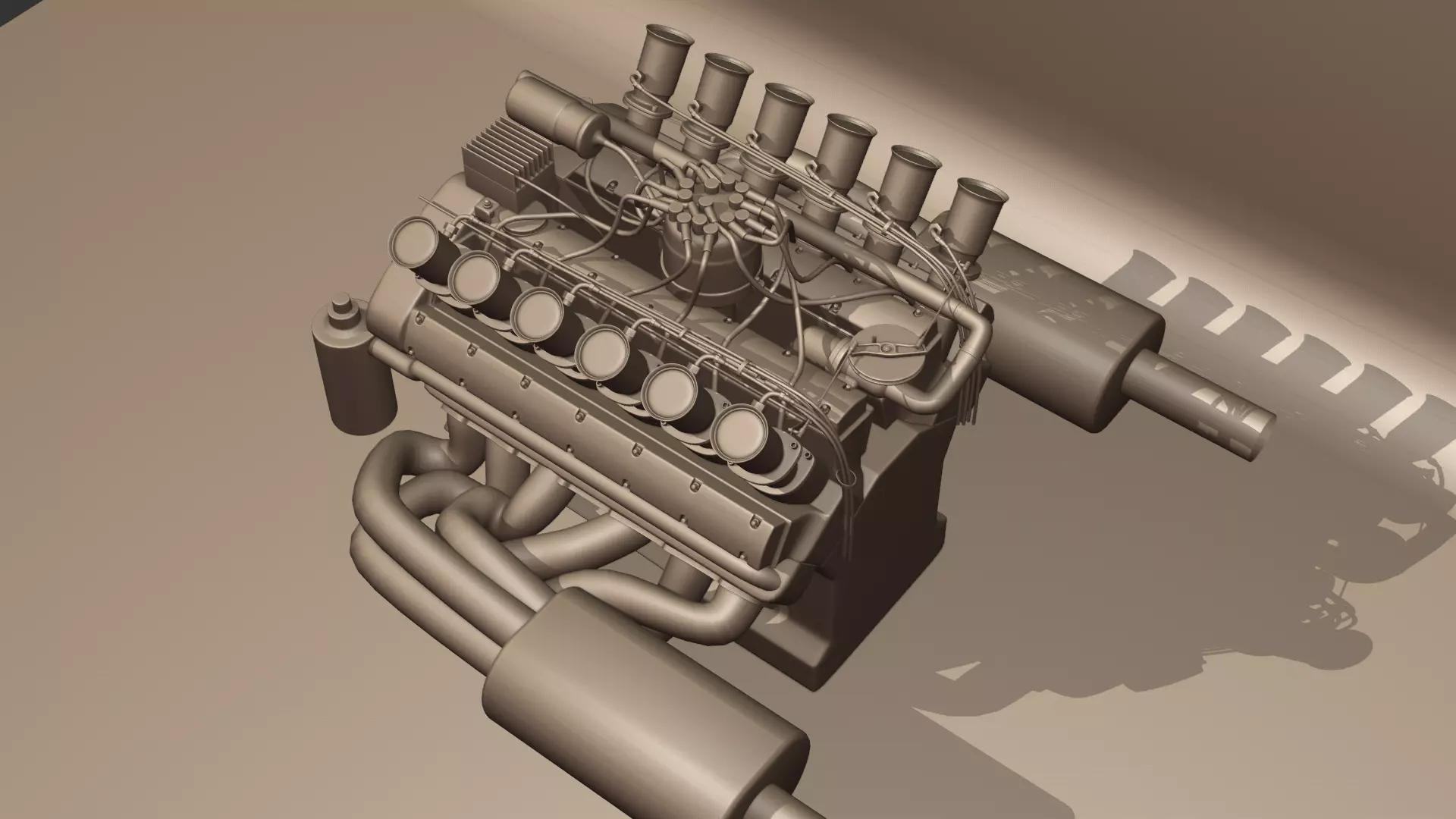 Jaguar XJ13 V12 Engine Low-poly 3D model_5