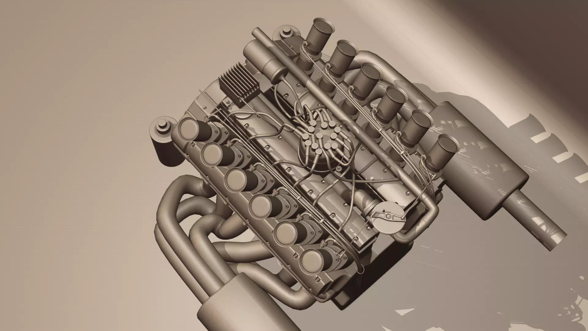 Jaguar XJ13 V12 Engine Low-poly 3D model_8