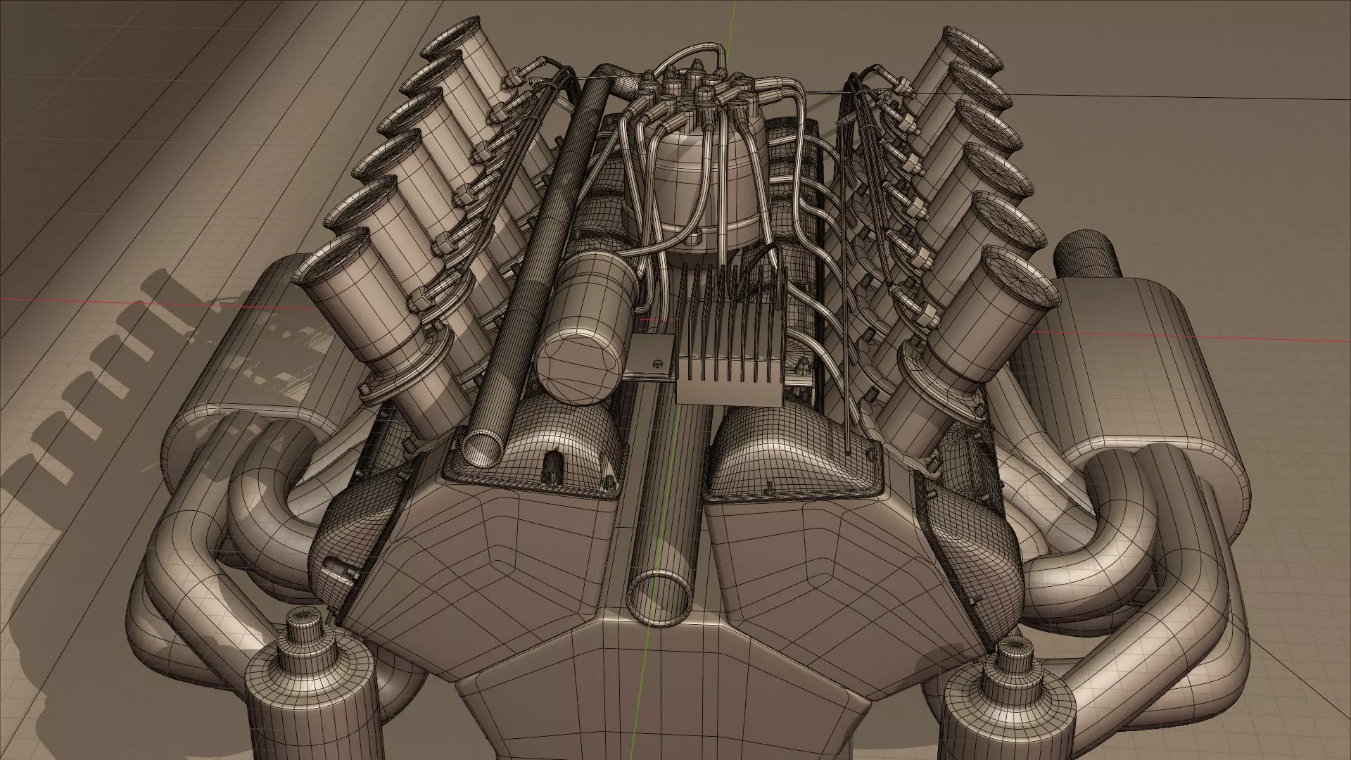 Jaguar XJ13 V12 Engine Low-poly 3D model_12