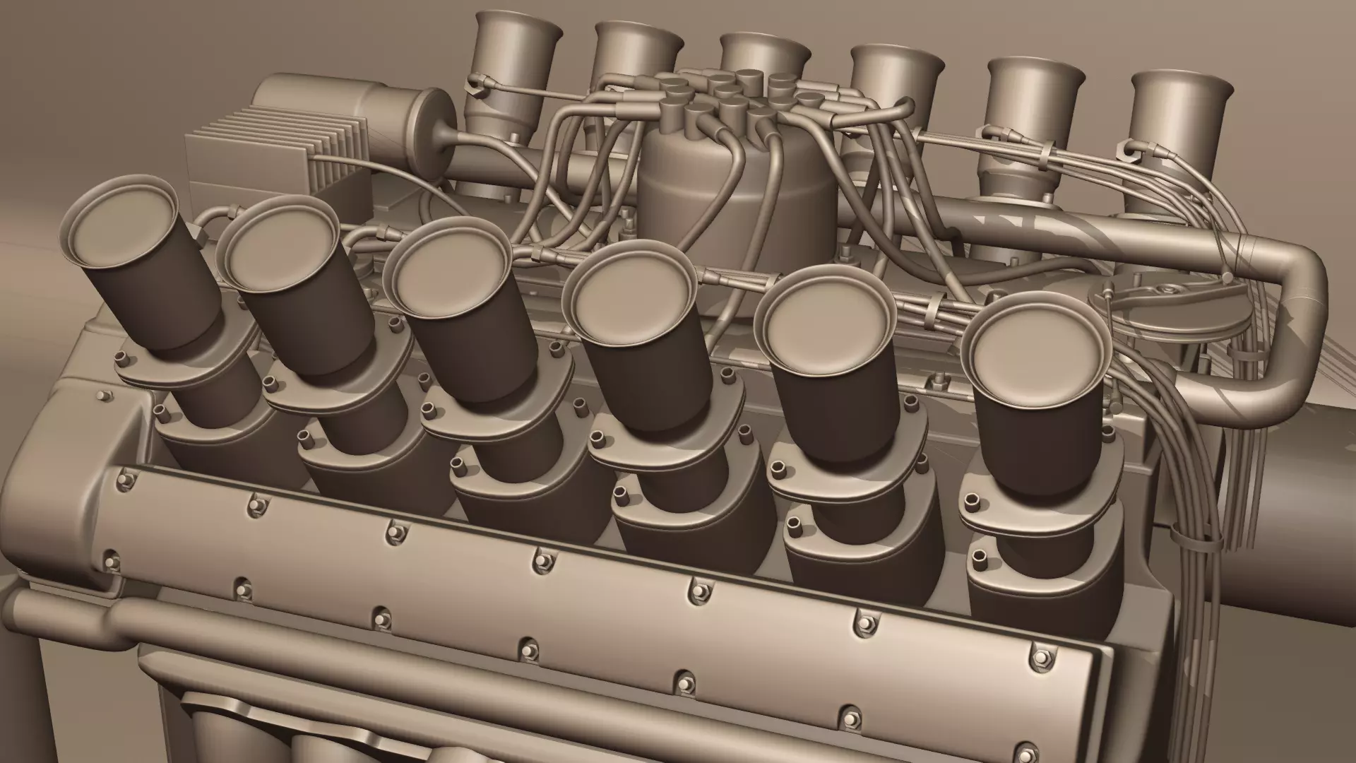 Jaguar XJ13 V12 Engine Low-poly 3D model_6