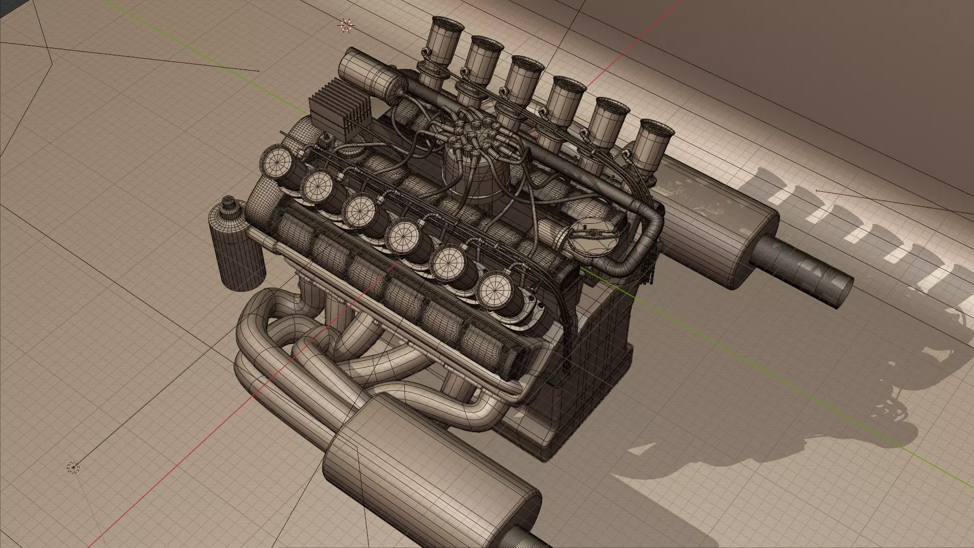 Jaguar XJ13 V12 Engine Low-poly 3D model_10