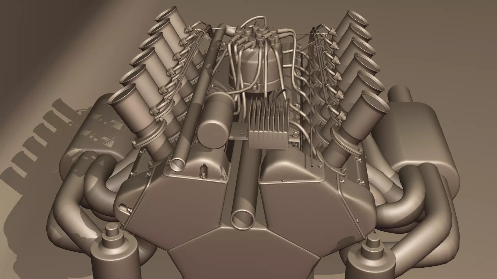 Jaguar XJ13 V12 Engine Low-poly 3D model_7