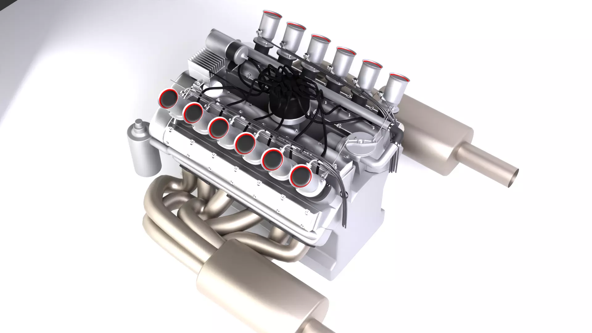 Jaguar XJ13 V12 Engine Low-poly 3D model_3