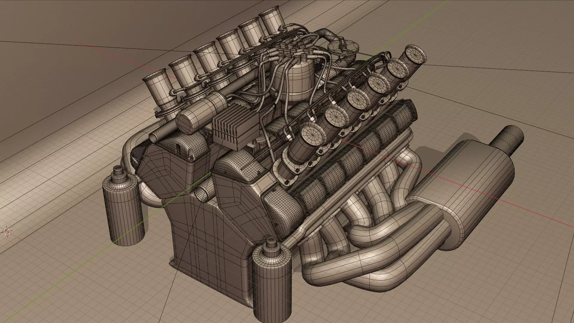 Jaguar XJ13 V12 Engine Low-poly 3D model_14