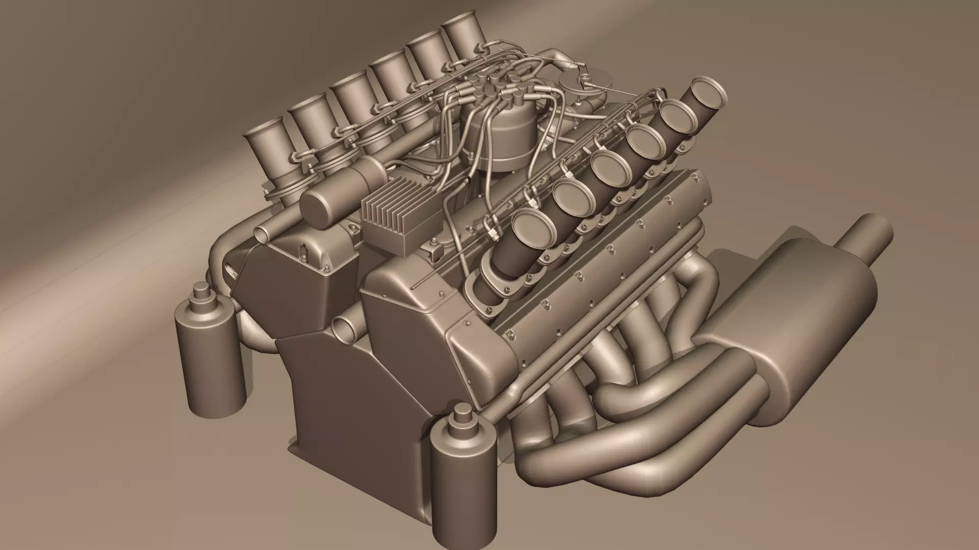 Jaguar XJ13 V12 Engine Low-poly 3D model_9