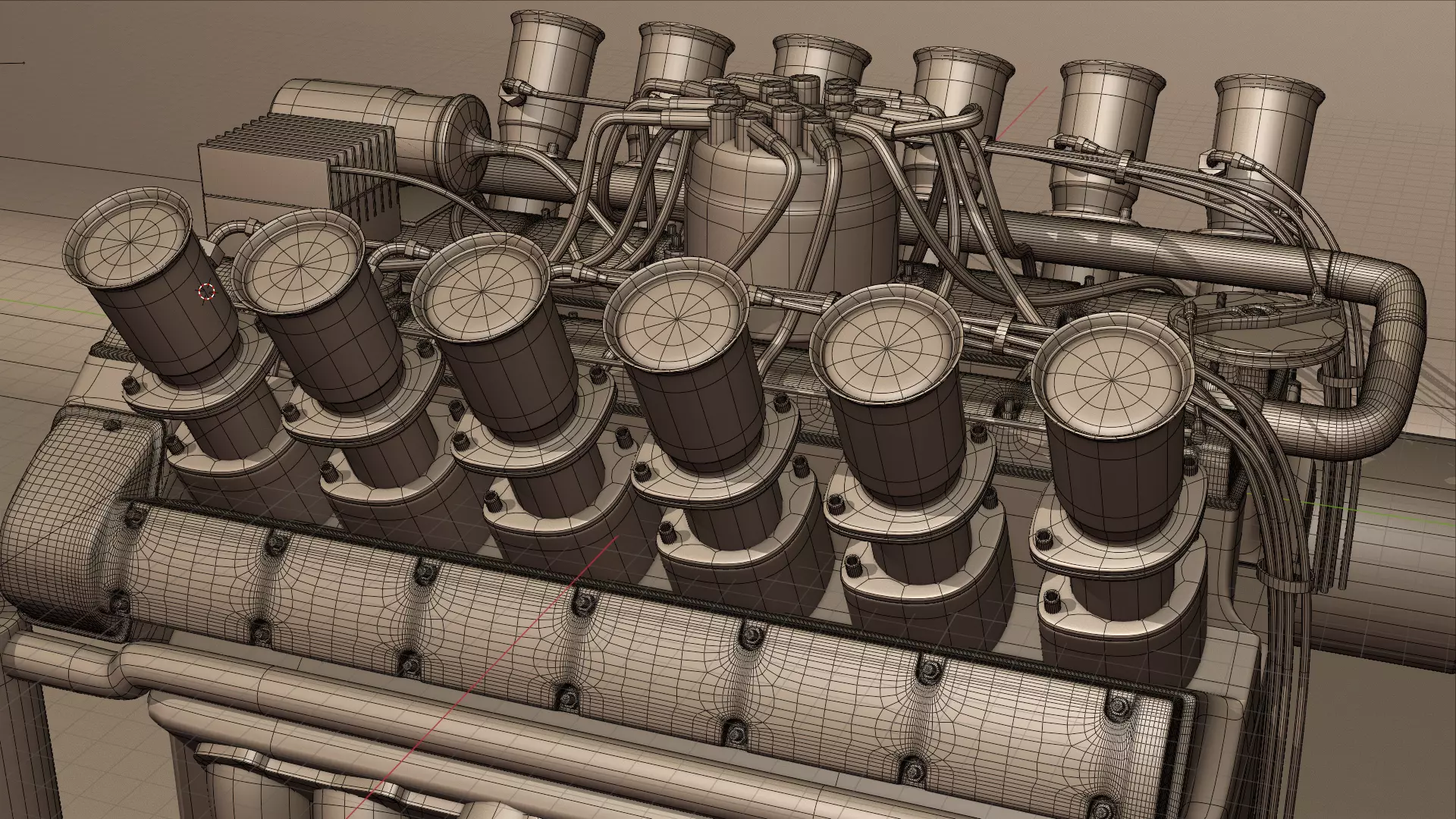 Jaguar XJ13 V12 Engine Low-poly 3D model_11