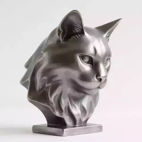 Cat head sculpture