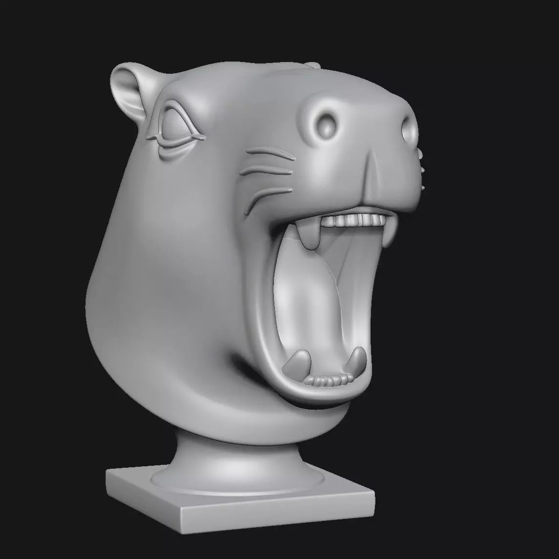 Capybara head sculpture 3D print model_2
