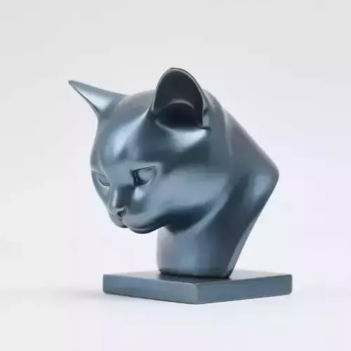 Cat head sculpture