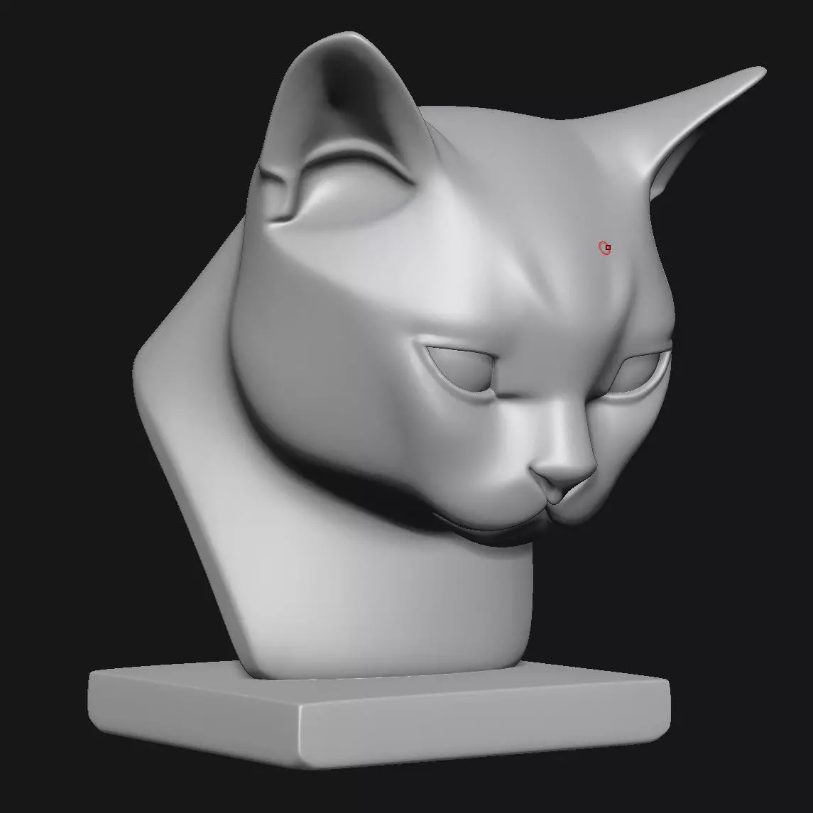 Cat head sculpture 3D print model_2