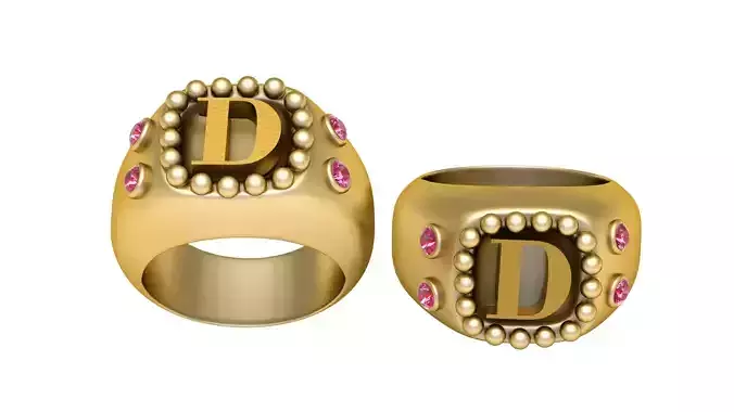 D  ALPAHBETS  RING  3D PRINTABLE MODEL 