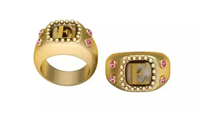 E  ALPAHBETS  RING  3D PRINTABLE MODEL 