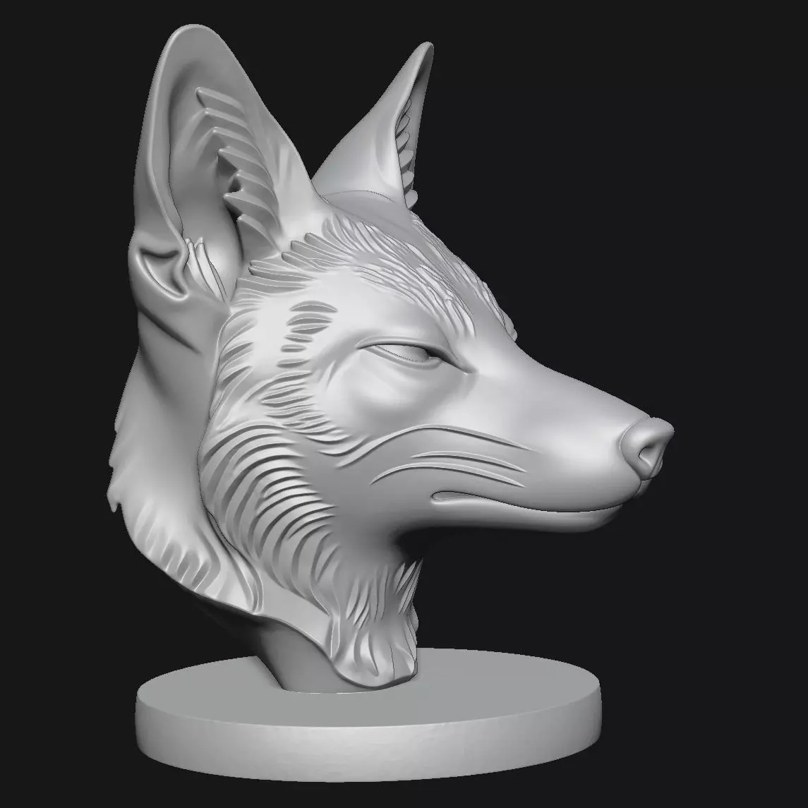 Fox head sculpture 3D print model_8