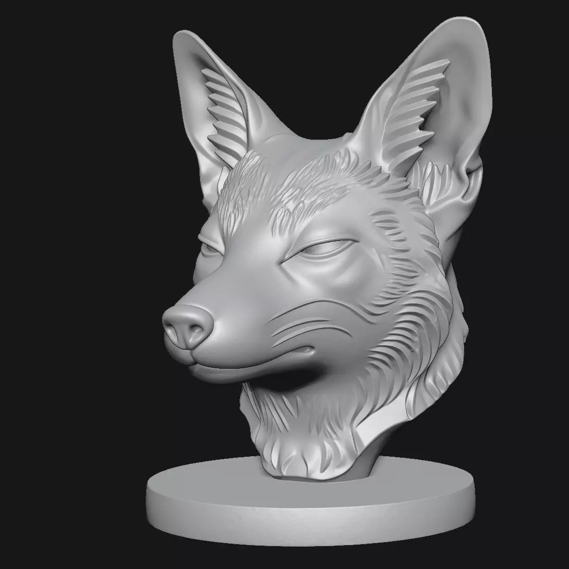 Fox head sculpture 3D print model_9