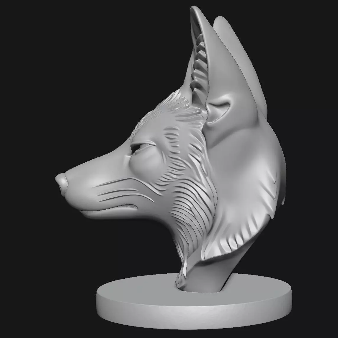 Fox head sculpture 3D print model_1