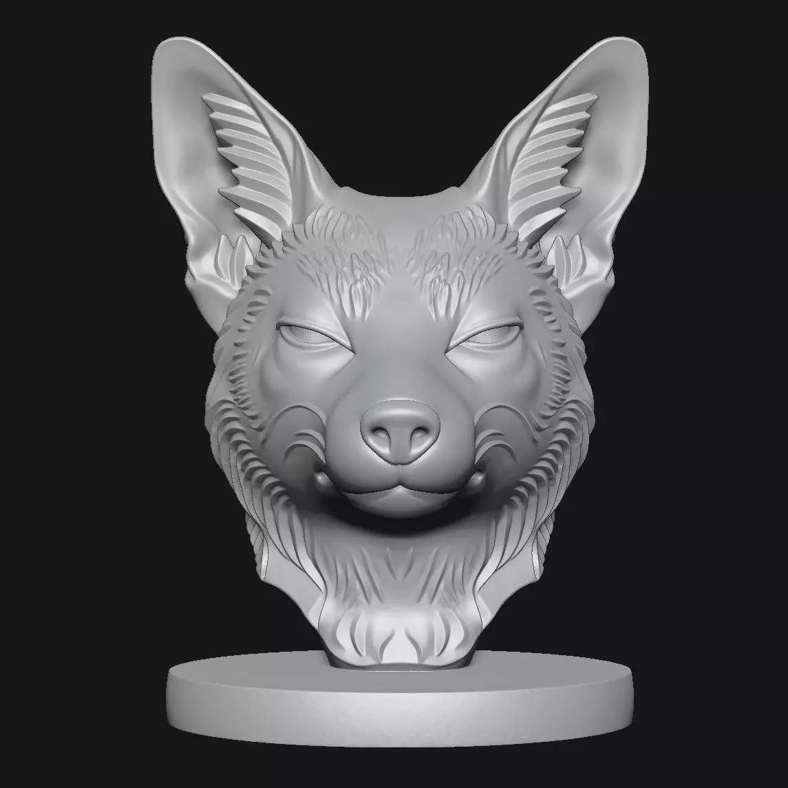 Fox head sculpture 3D print model_11