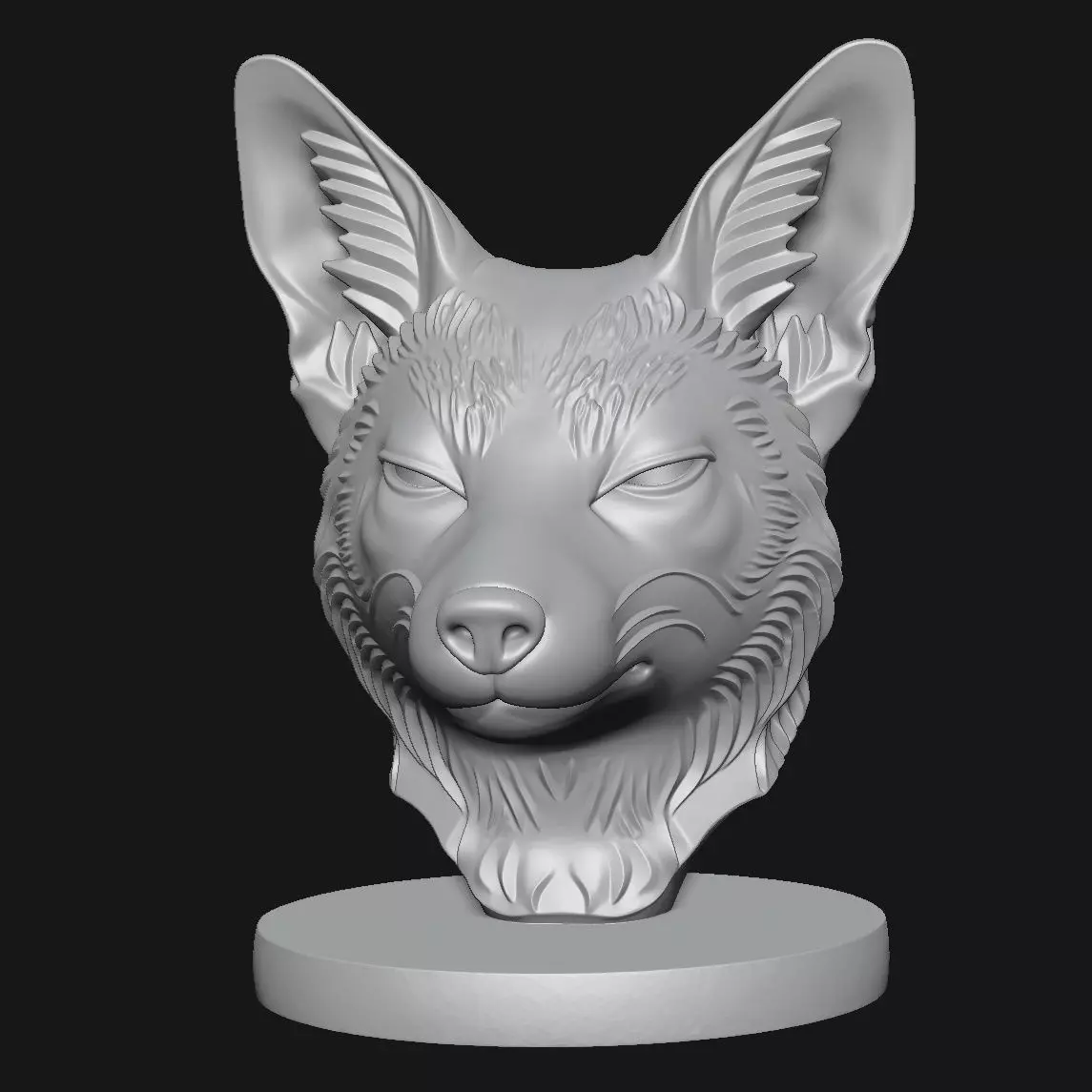 Fox head sculpture 3D print model_7