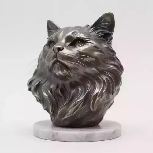 Cat head sculpture