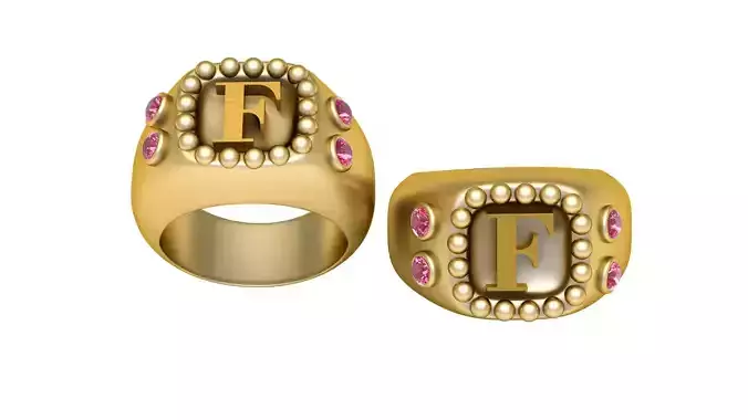 F  ALPAHBETS  RING  3D PRINTABLE MODEL 