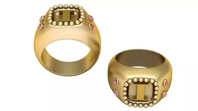 I  ALPAHBETS  RING  3D PRINTABLE MODEL 