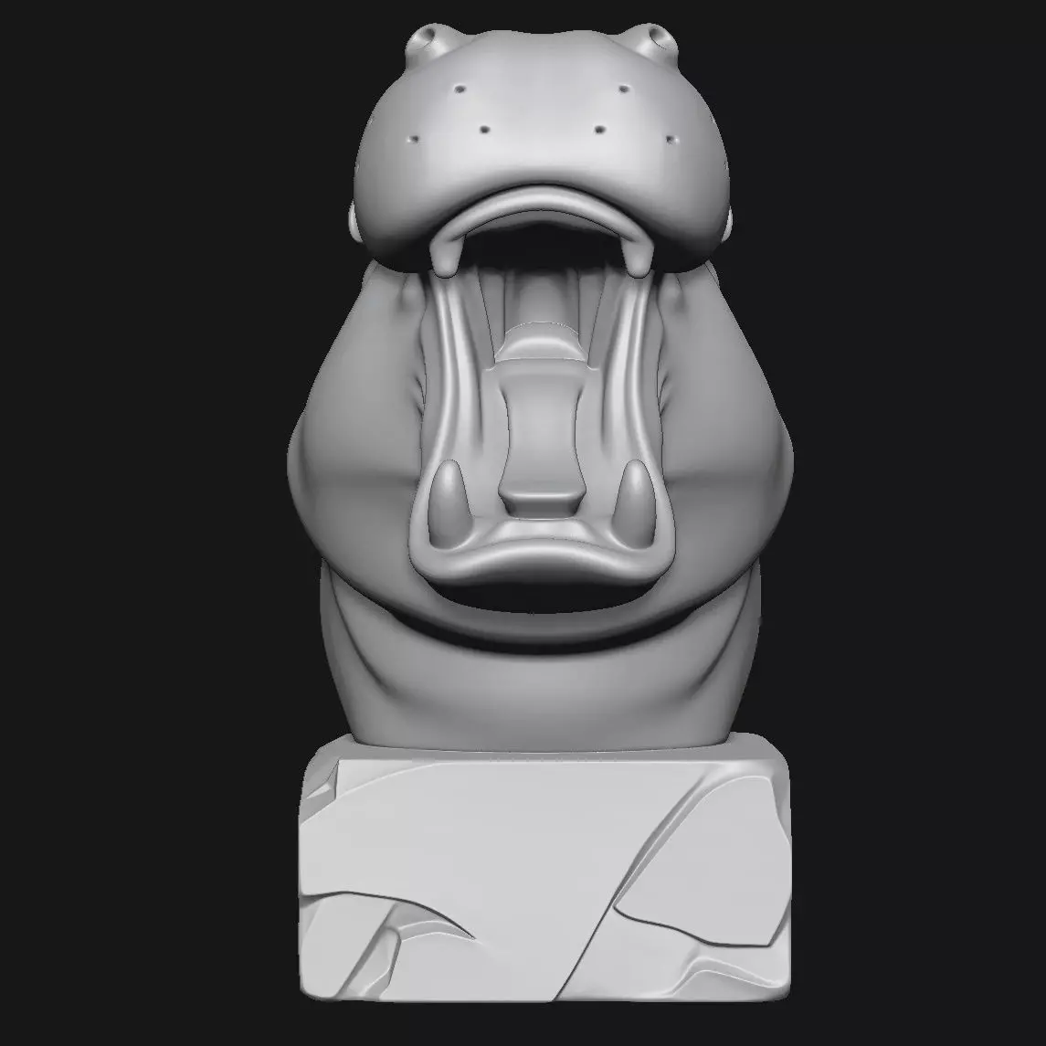 Hippopotamus head sculpture 3D print model_8