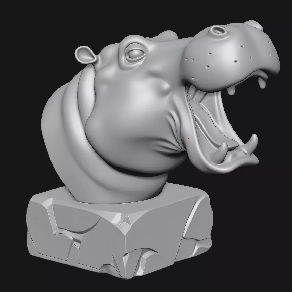 Hippopotamus head sculpture 3D print model_9