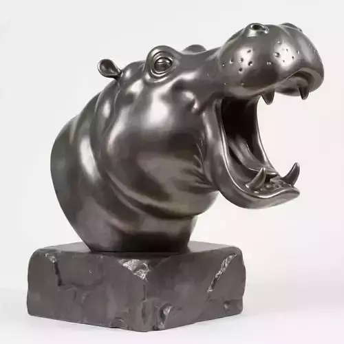 Hippopotamus head sculpture