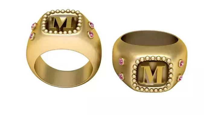 M  ALPAHBETS  RING  3D PRINTABLE MODEL 
