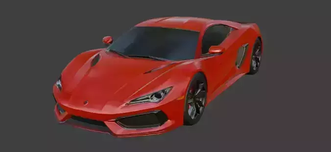Sport Car Red 3D Model 