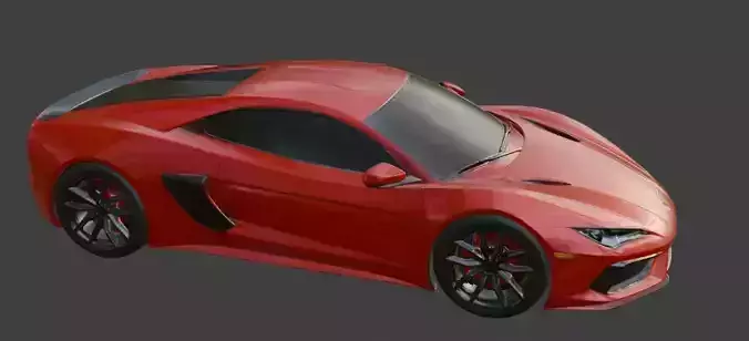 Sport Car Red 3D Model  3D model 4