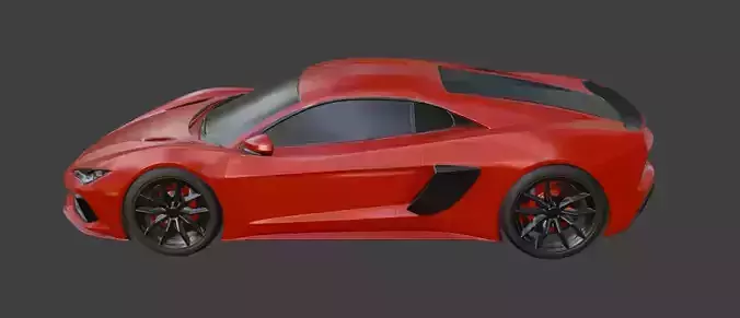 Sport Car Red 3D Model  3D model 2
