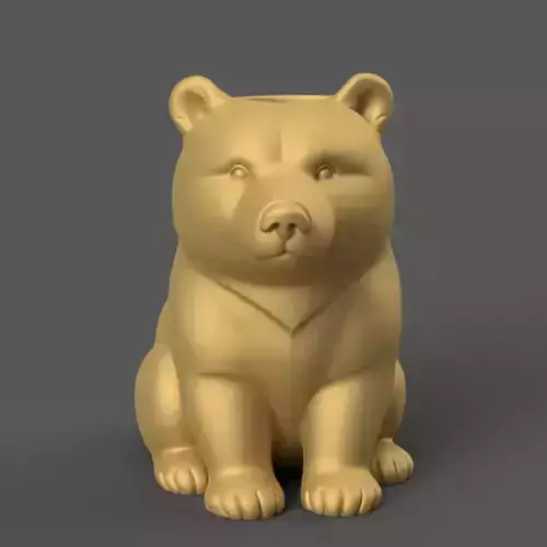 Adorable Bear Planter 3D Print Model Cute Desk Decor