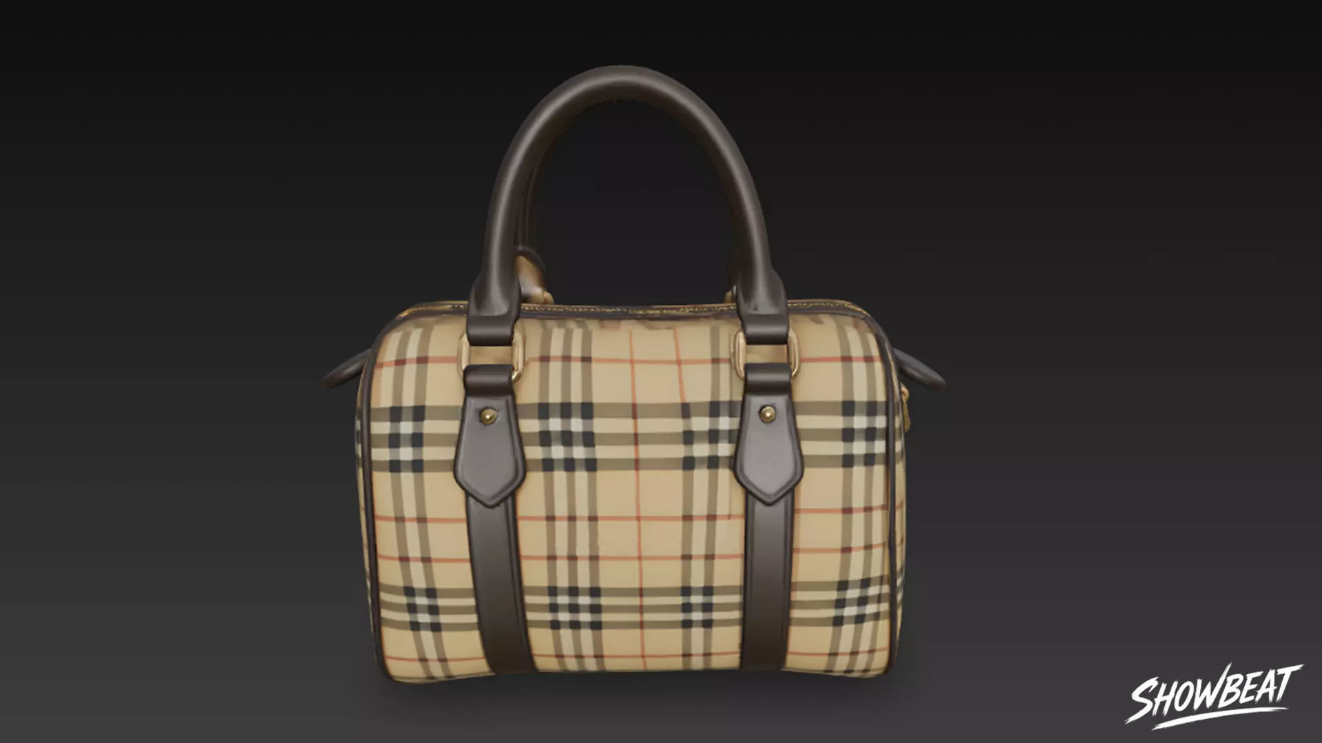 Plaid Pattern Duffel Bag Low-poly 3D model_3