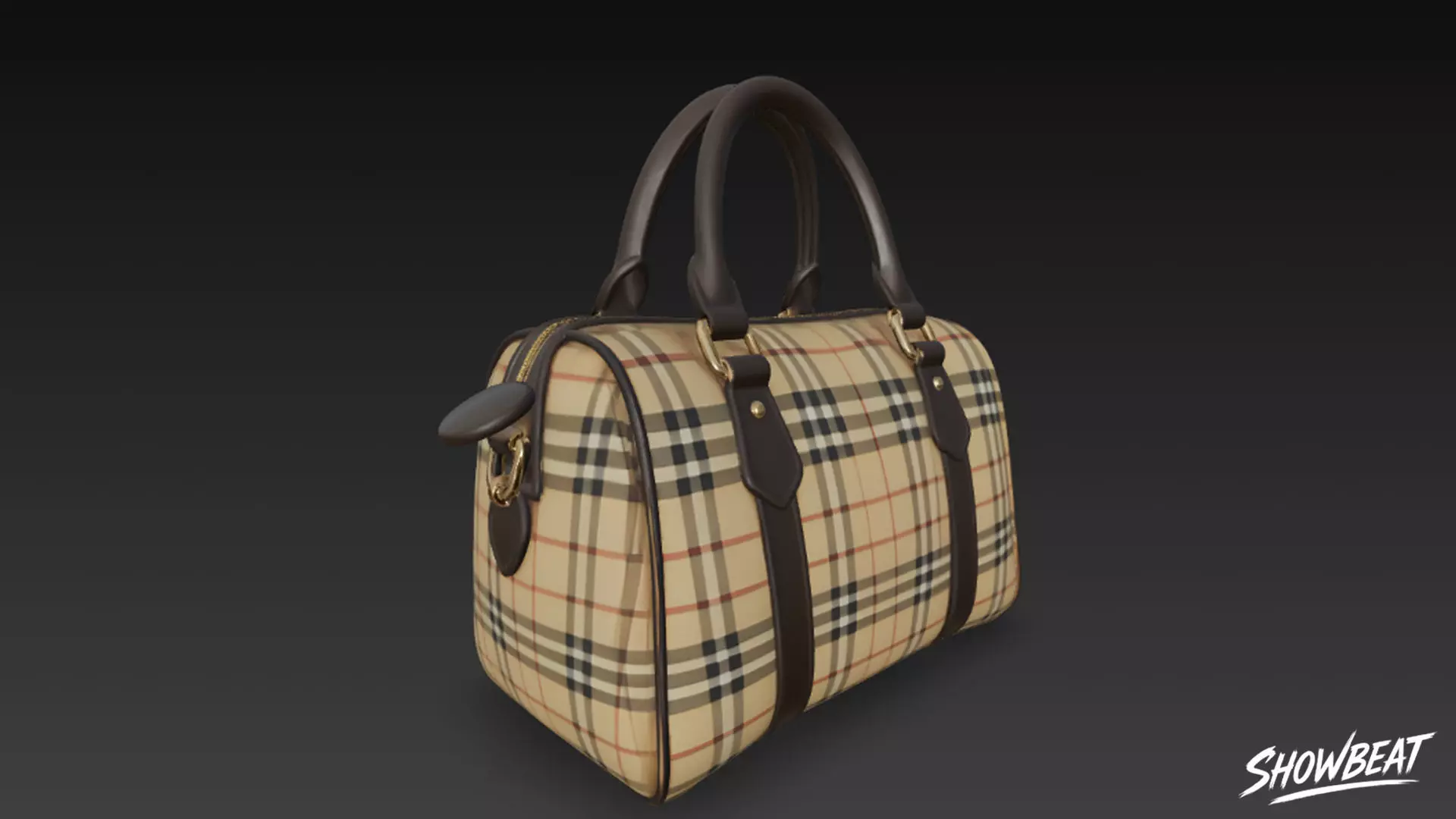 Plaid Pattern Duffel Bag Low-poly 3D model_2