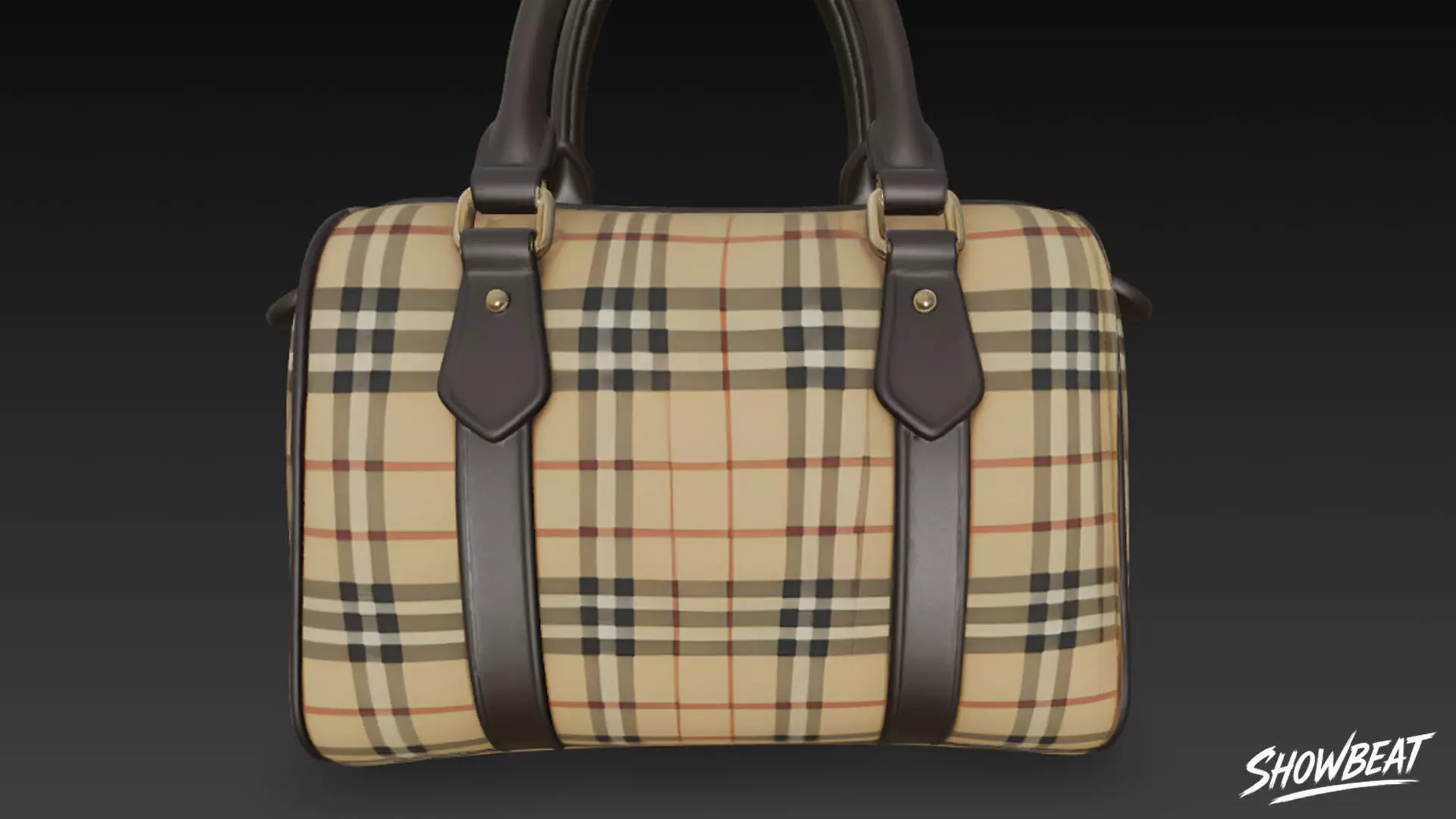 Plaid Pattern Duffel Bag Low-poly 3D model_5