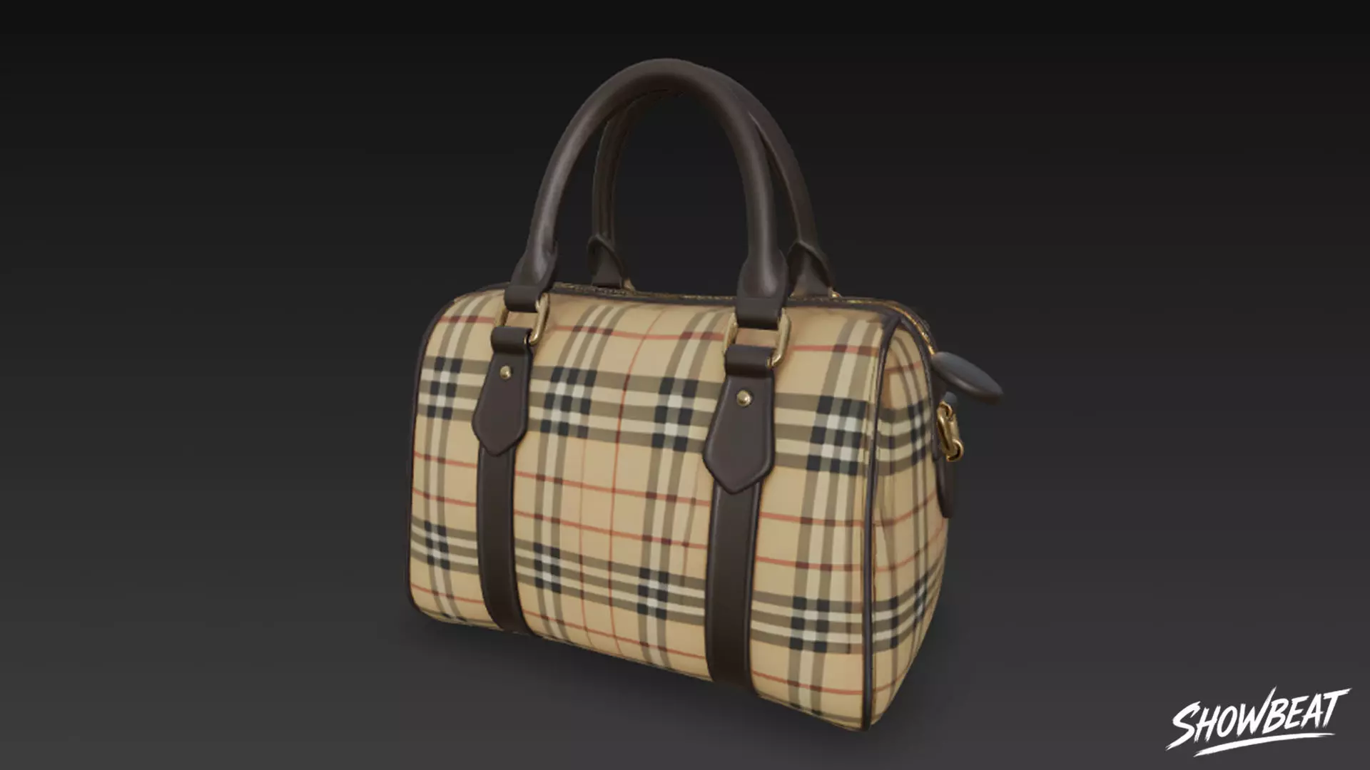 Plaid Pattern Duffel Bag Low-poly 3D model_1