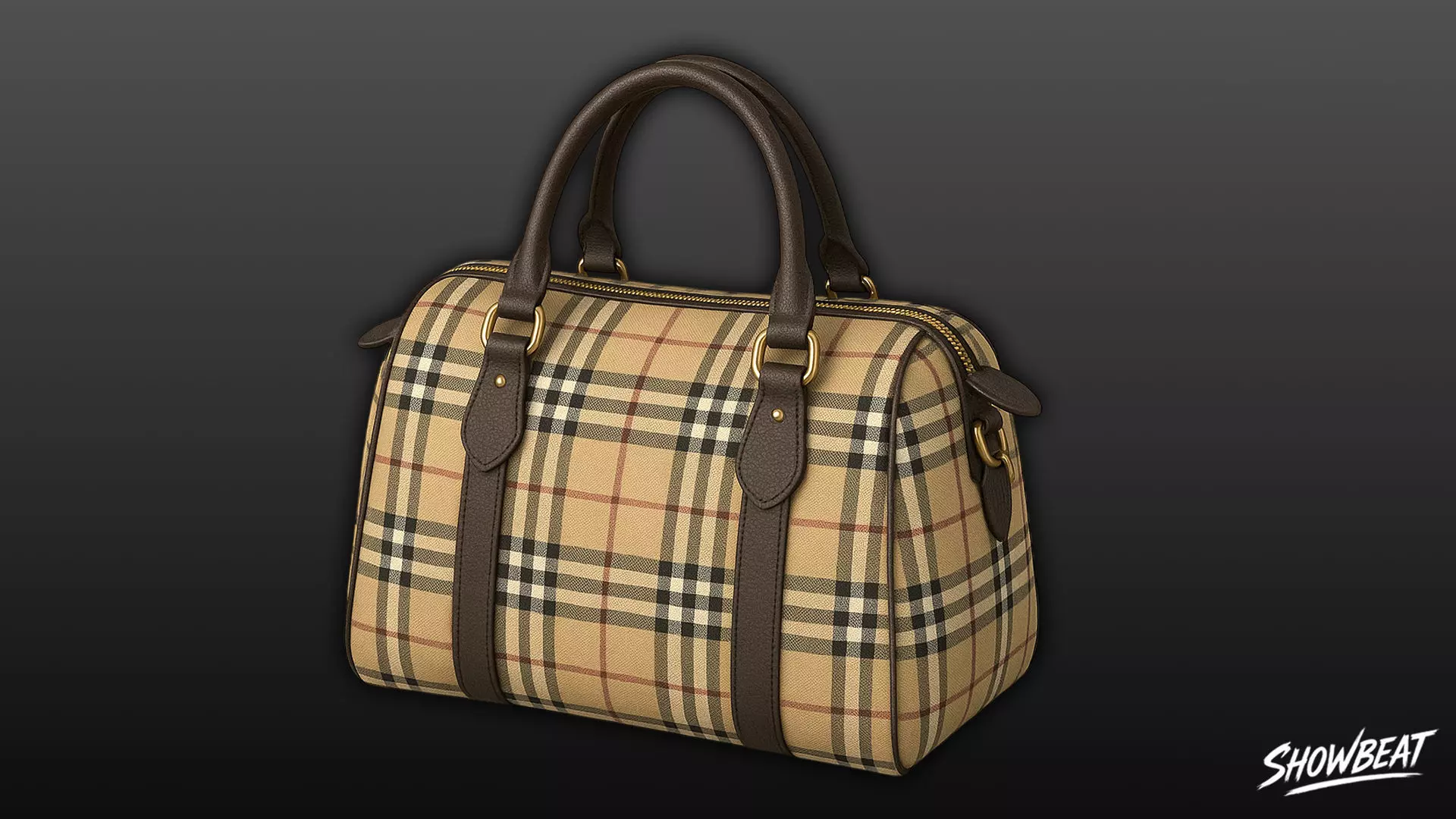 Plaid Pattern Duffel Bag Low-poly 3D model_0