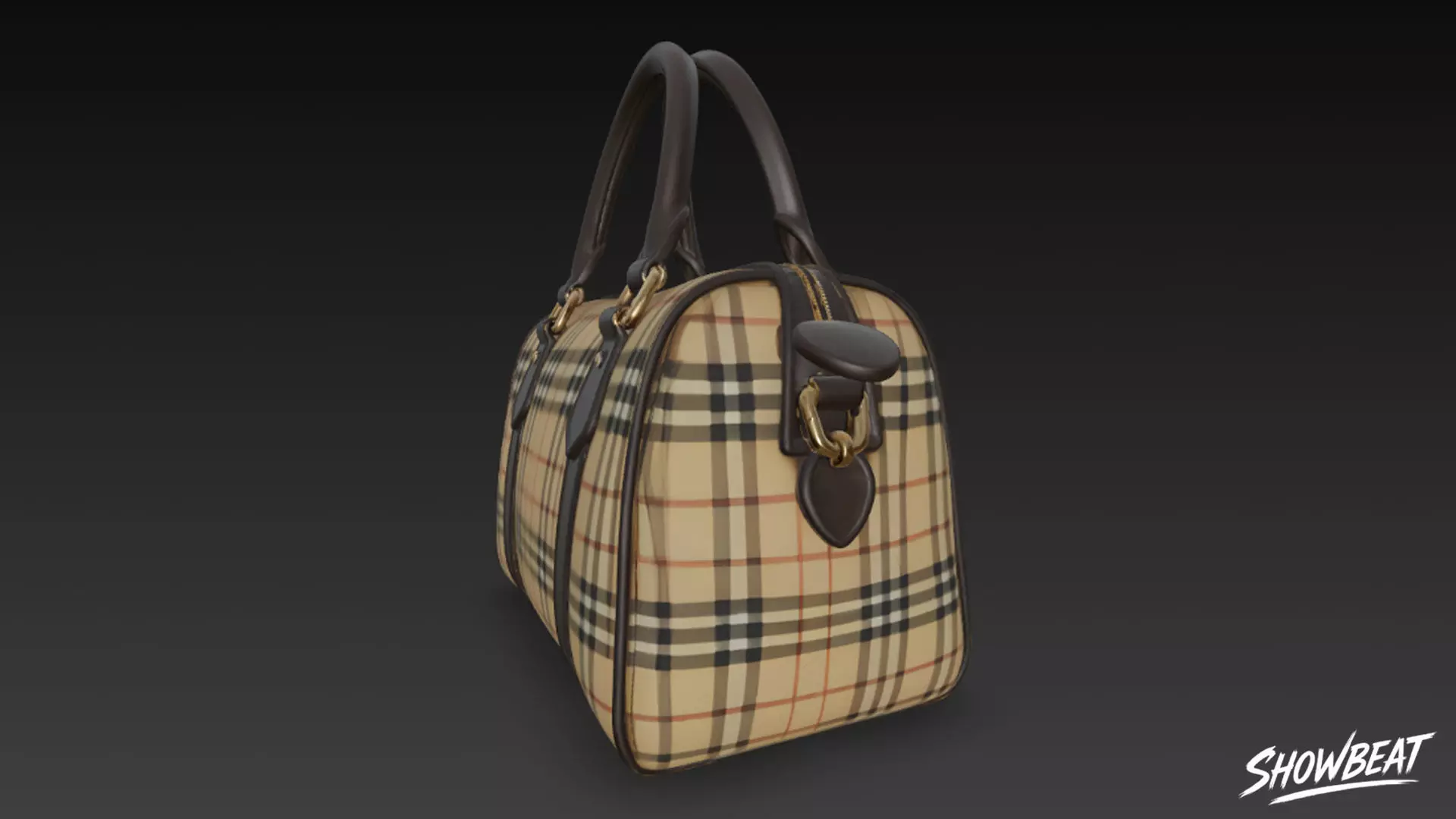 Plaid Pattern Duffel Bag Low-poly 3D model_4