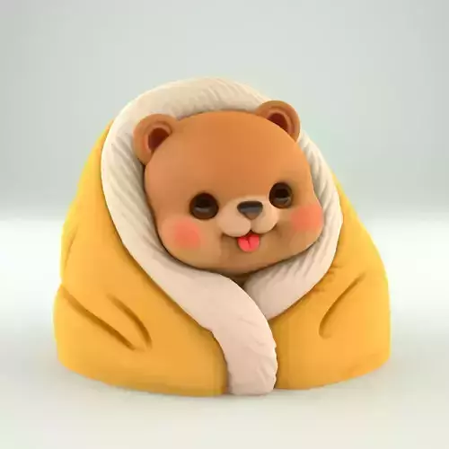 Cozy Bear in Blanket STL Cute Desk Decor