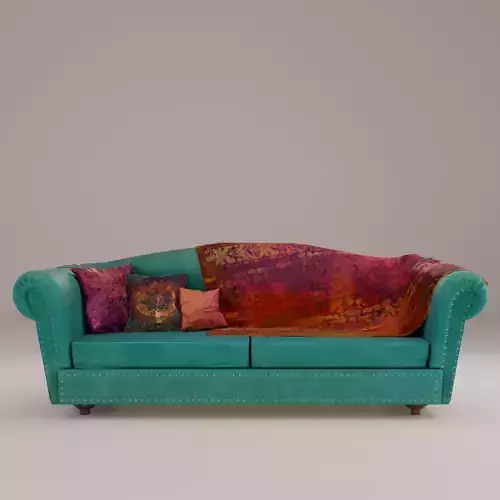 Teal Velvet Chesterfield Sofa 3D model