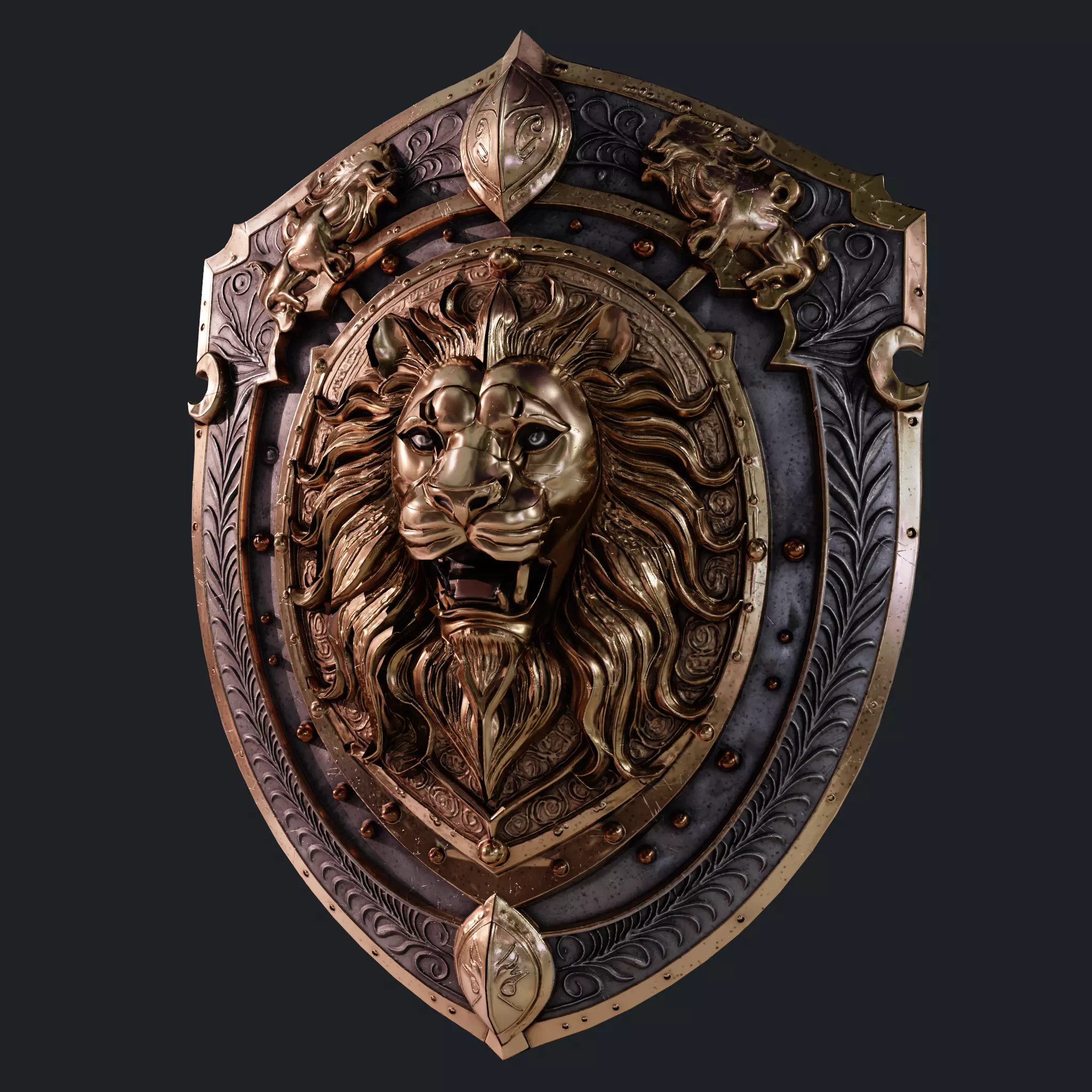 Medieval Knight Fantasy Shield Armor  x3 Textures Low-poly 3D model_25