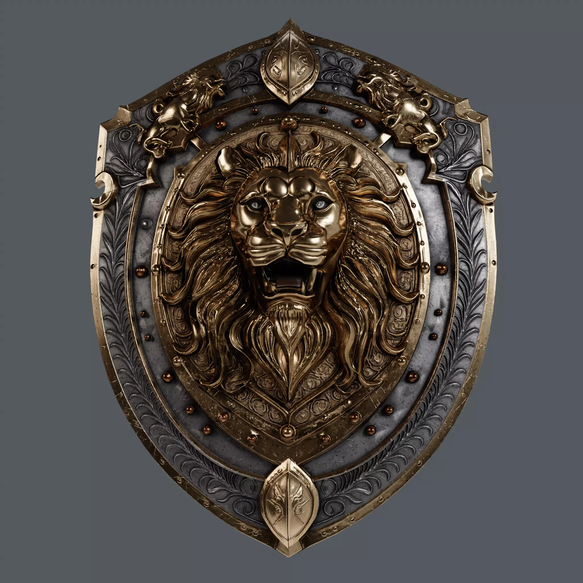 Medieval Knight Fantasy Shield Armor  x3 Textures Low-poly 3D model_7