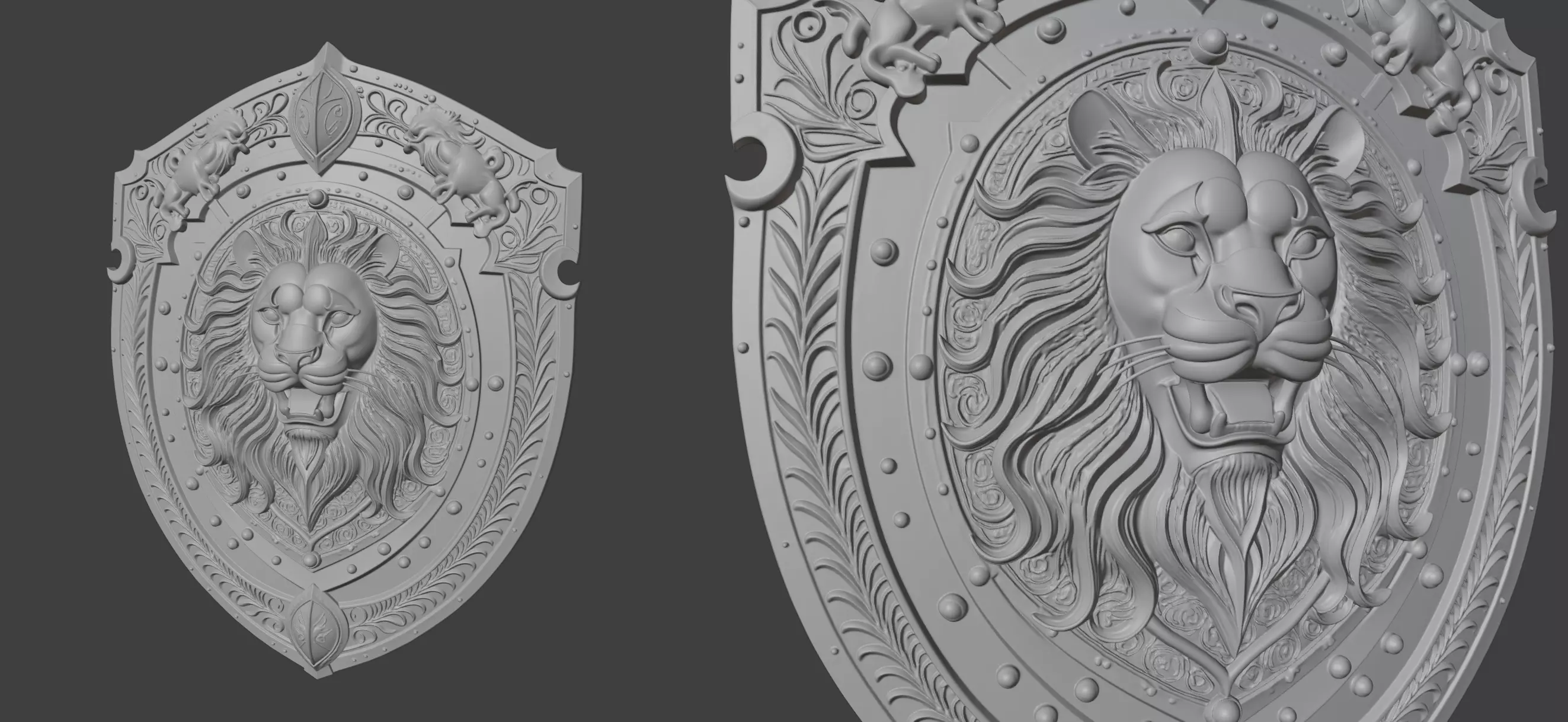 Medieval Knight Fantasy Shield Armor  x3 Textures Low-poly 3D model_5